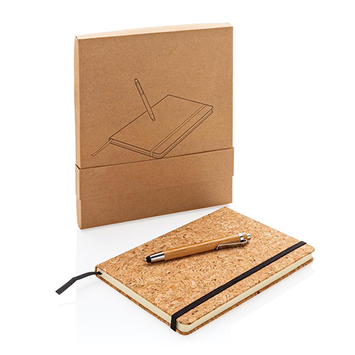 Carnet de notes en liège avec stylo en bambou A5 - Le spécialiste