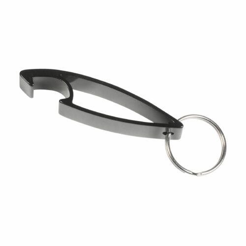 Porte-clés léger en aluminium avec décapsuleur.