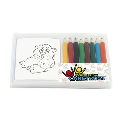 8 crayons de couleur laqués et livret à colorie